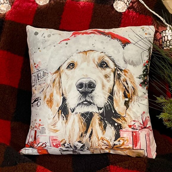 Retro Look Santa Labrador Pillow!  18"x18"  NWT - Picture 1 of 7